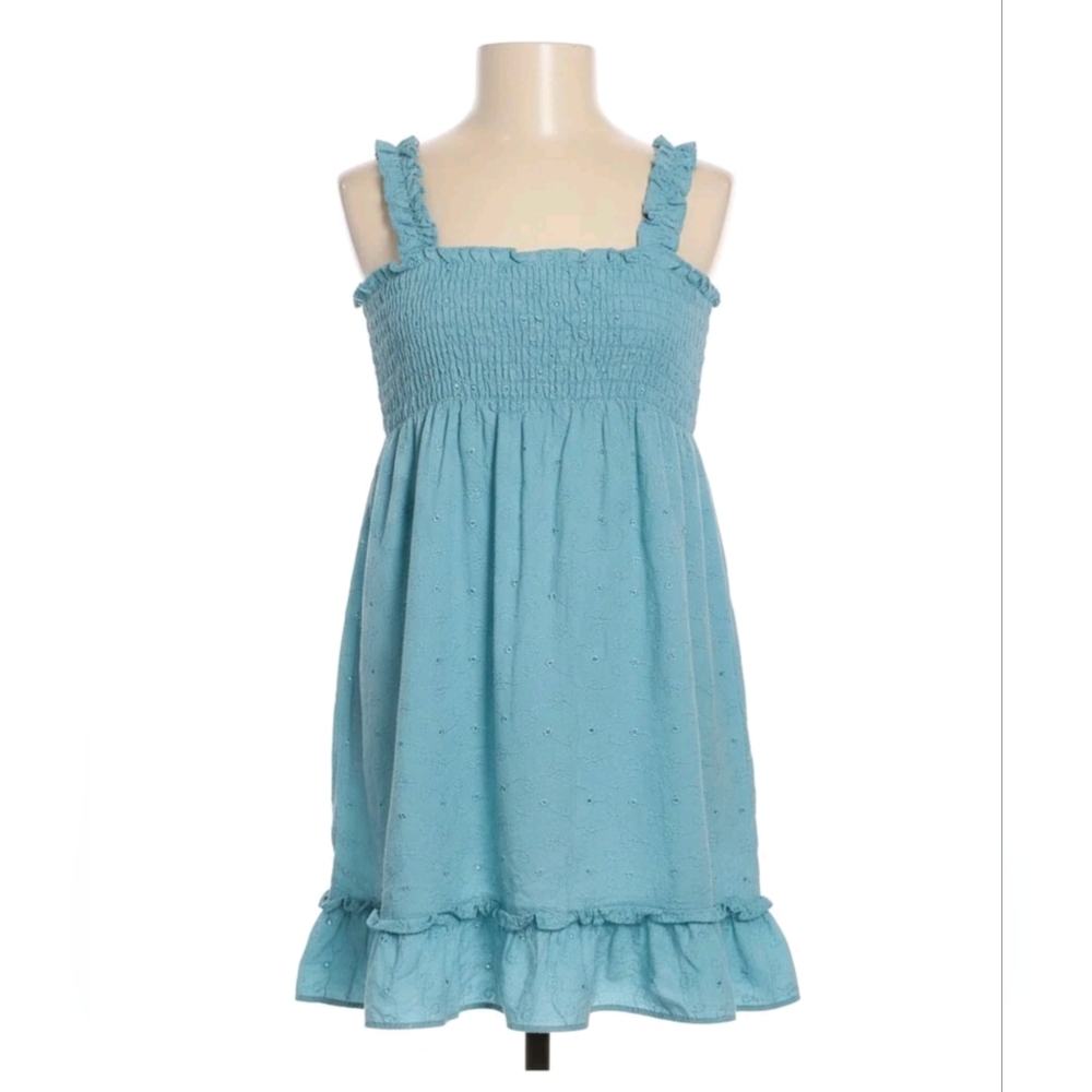 Penelope Mack Girls Blue Eyelet Smocked Tank Top - Size 5